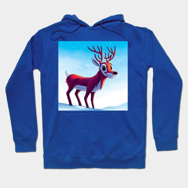 Cute Cartoon Reindeer in the Snow Hoodie by Geminiartstudio